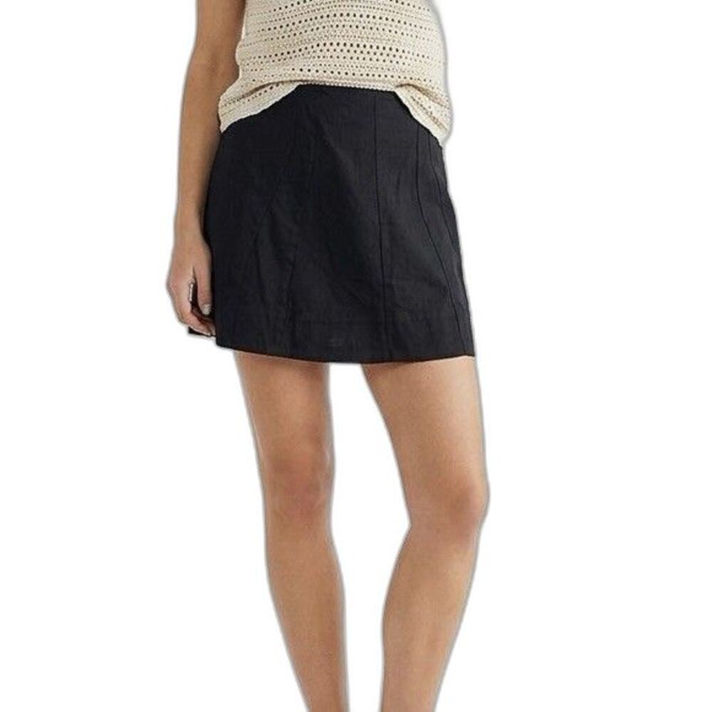 Anthropologie A Lined Mini Skirt Black Sz Large Boho Minimalist Workwear Zipper